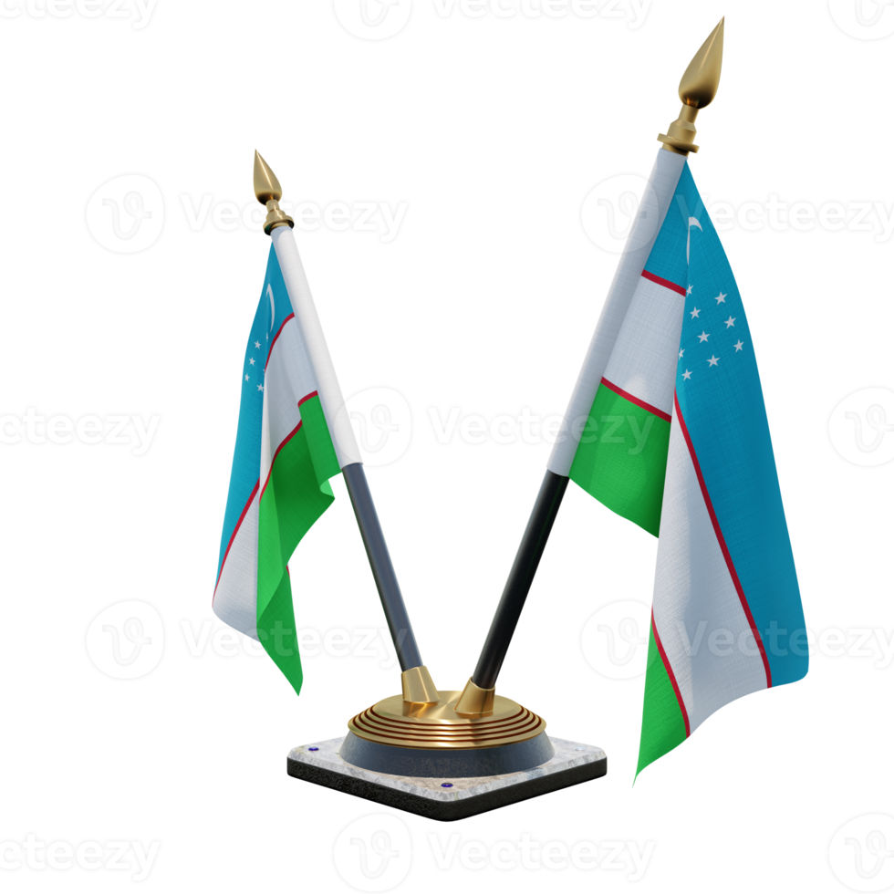 Uzbekistan 3d illustration Double V Desk Flag Stand png