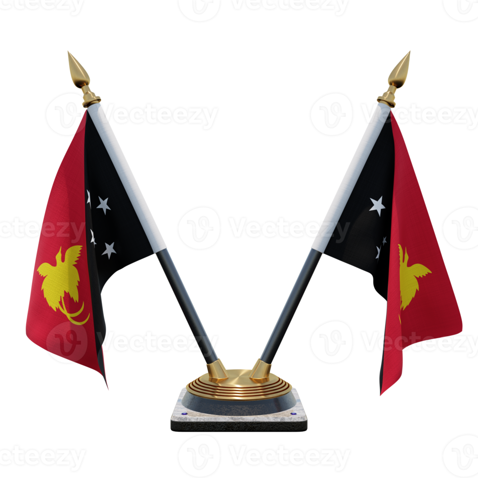 Papua New Guinea 3d illustration Double V Desk Flag Stand png