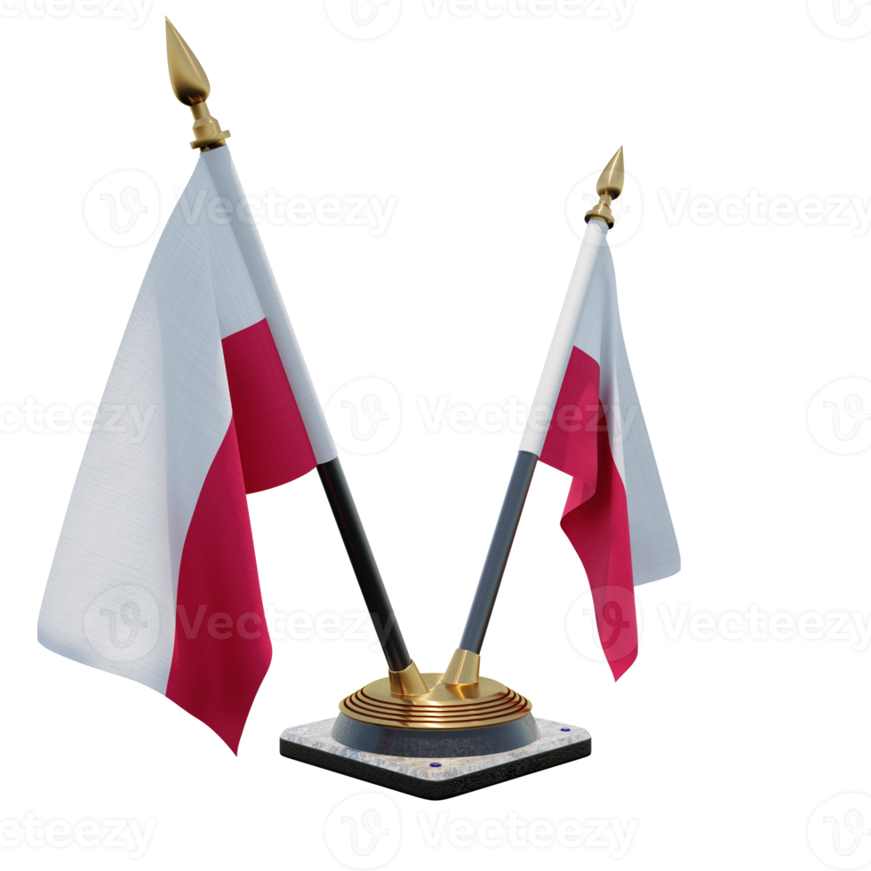 Poland 3d illustration Double V Desk Flag Stand png
