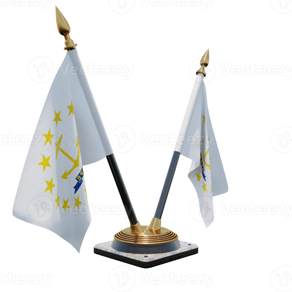 Rhode Island 3d illustration Double V Desk Flag Stand png