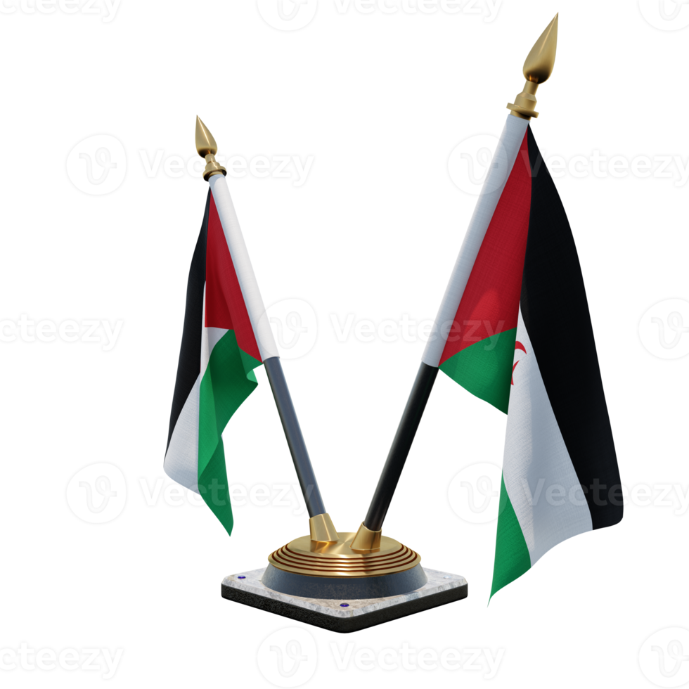 Sahrawi Arab Democratic Republic 3d illustration Double V Desk Flag Stand png