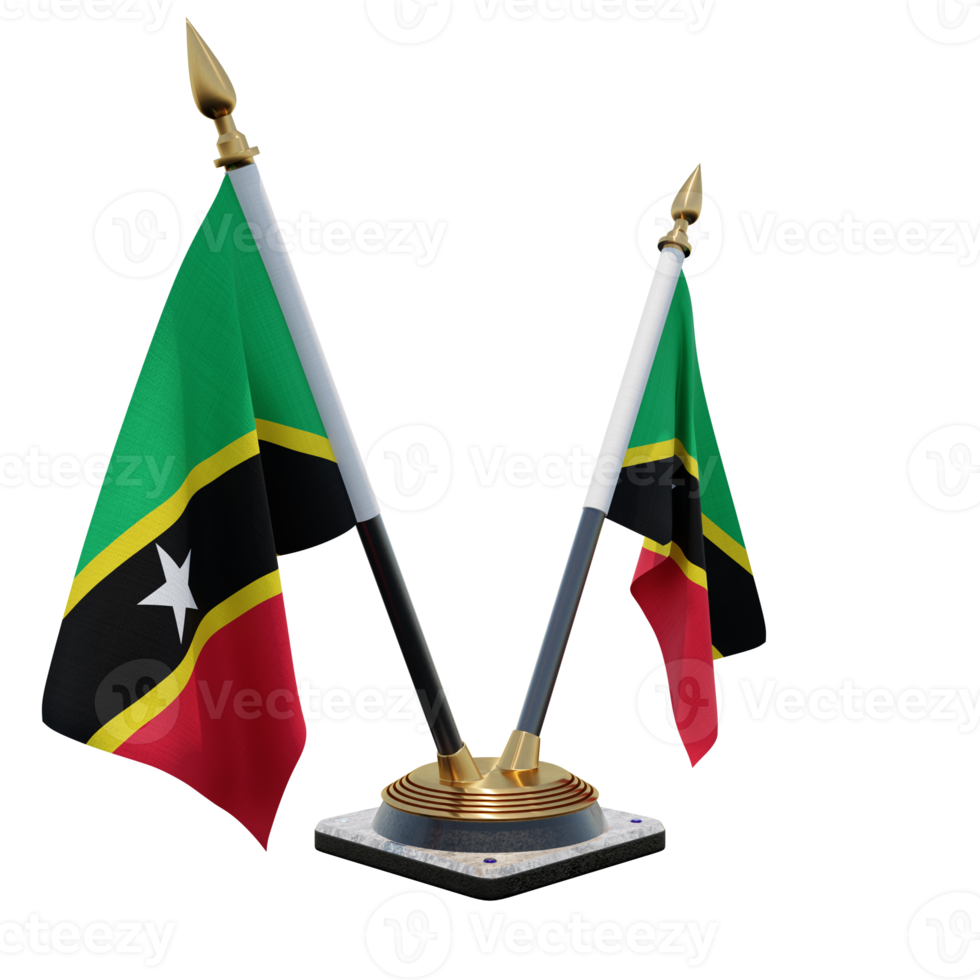 Saint Kitts and Nevis 3d illustration Double V Desk Flag Stand png