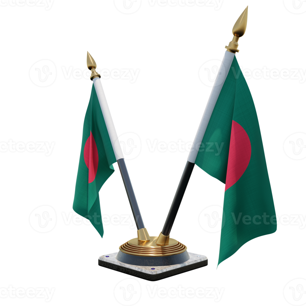 Bangladesh 3d illustration Double V Desk Flag Stand png