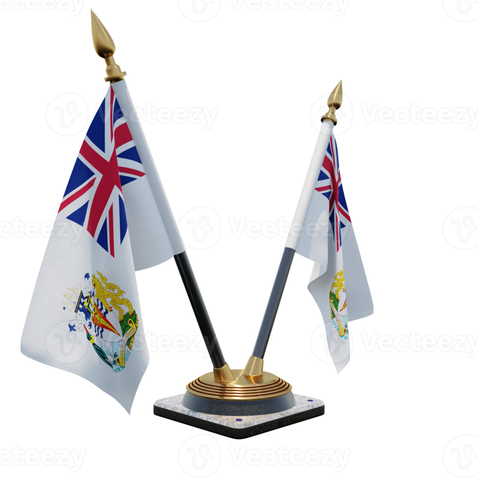 British Antarctic Territory 3d illustration Double V Desk Flag Stand png