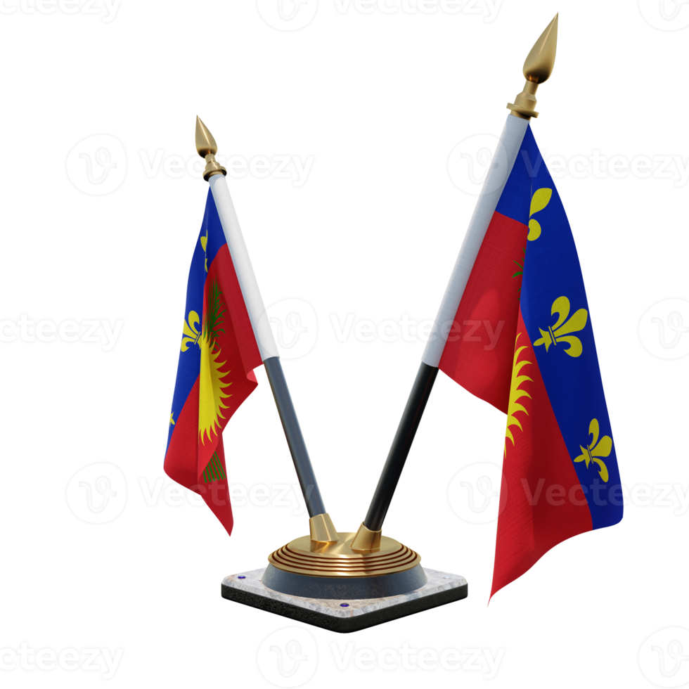 Guadeloupe 3d illustration Double V Desk Flag Stand png