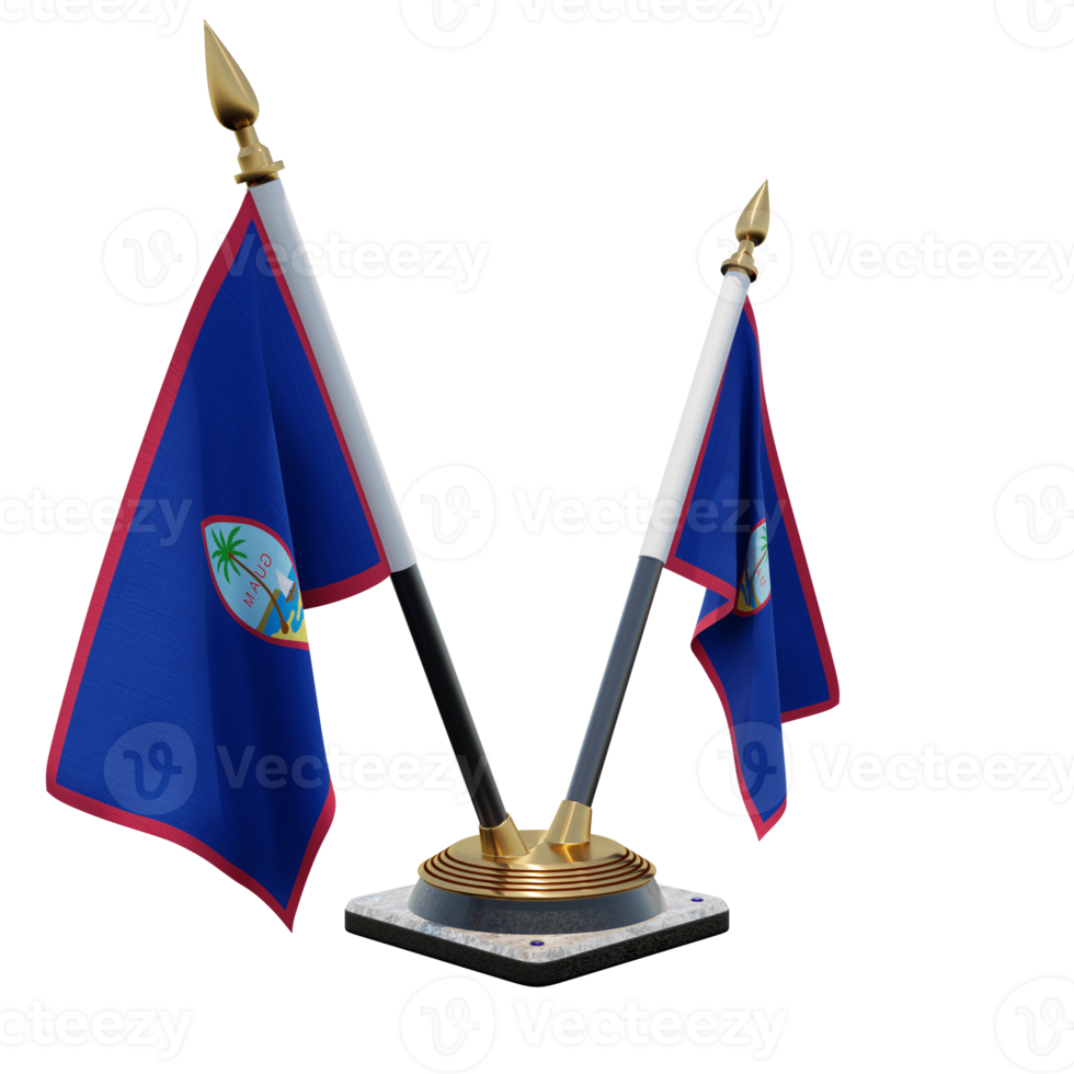 Guam 3d illustration Double V Desk Flag Stand png