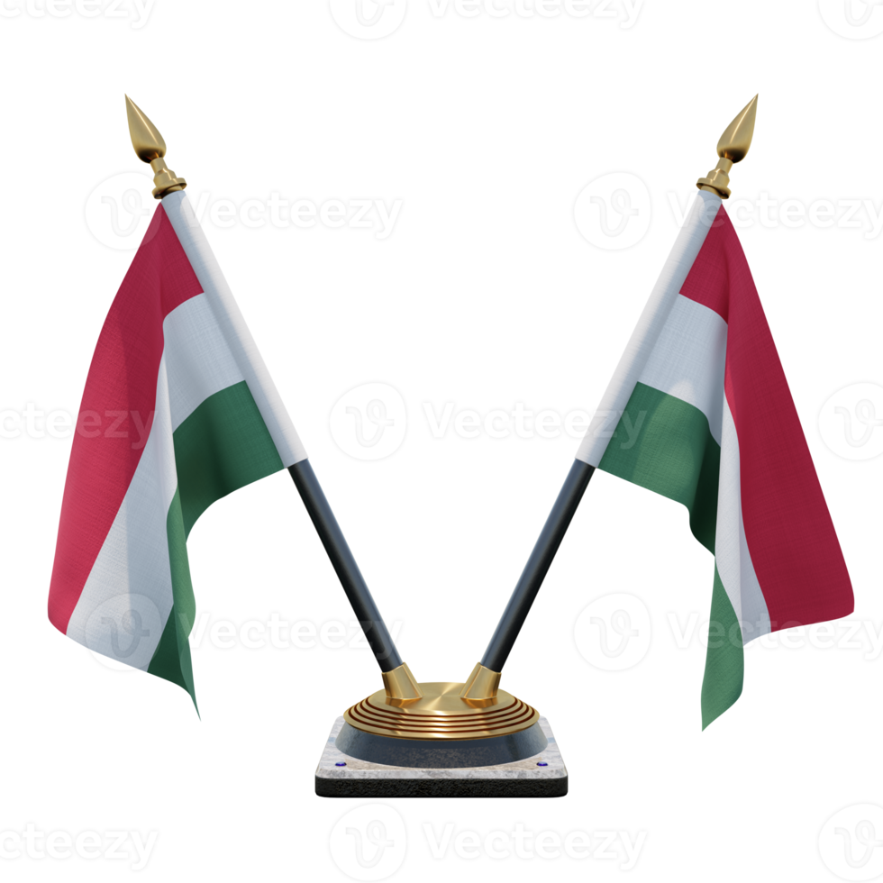 Hungary 3d illustration Double V Desk Flag Stand png