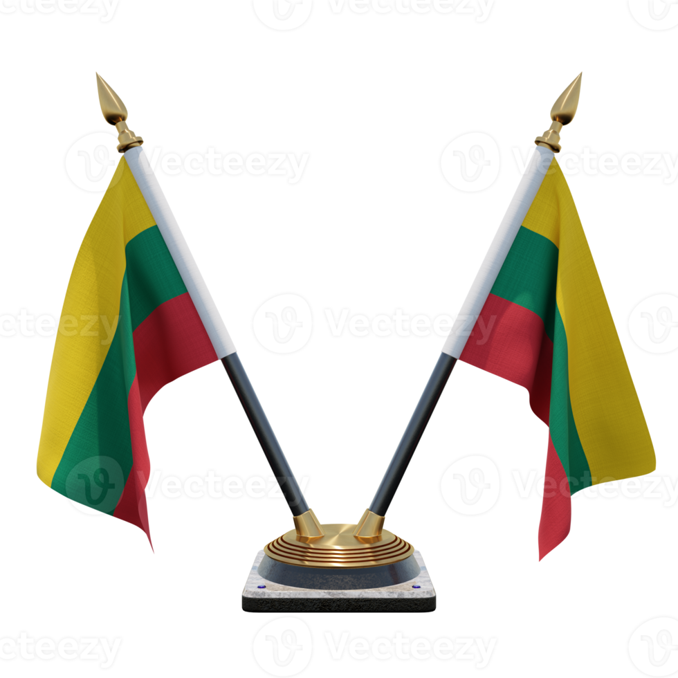 Lithuania 3d illustration Double V Desk Flag Stand png