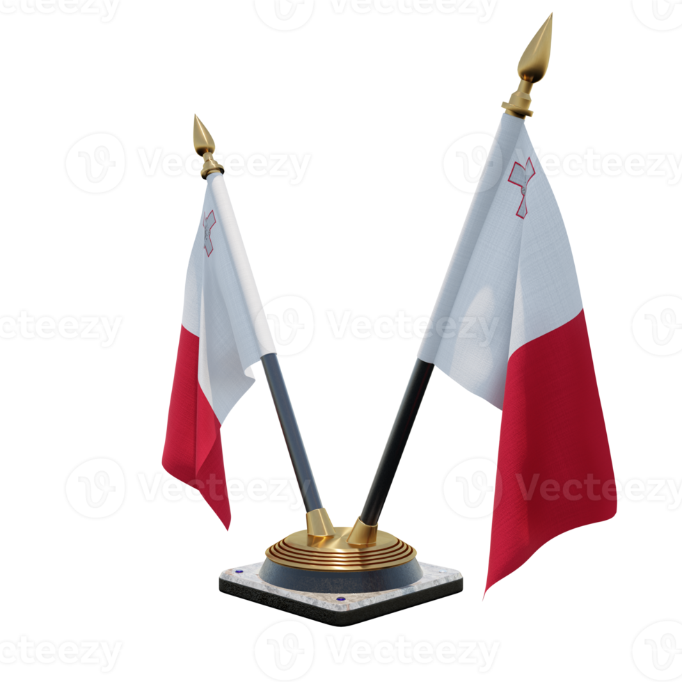 Malta 3d illustration Double V Desk Flag Stand png