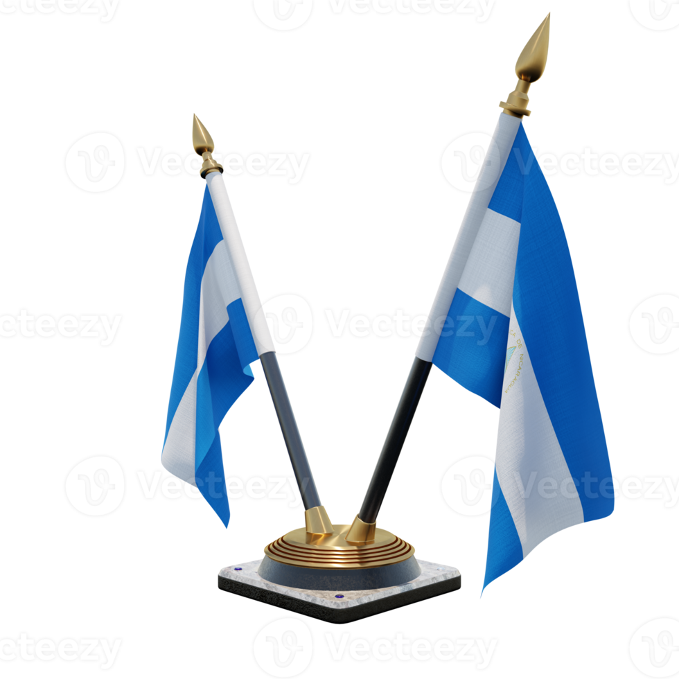 Nicaragua 3d illustration Double V Desk Flag Stand png