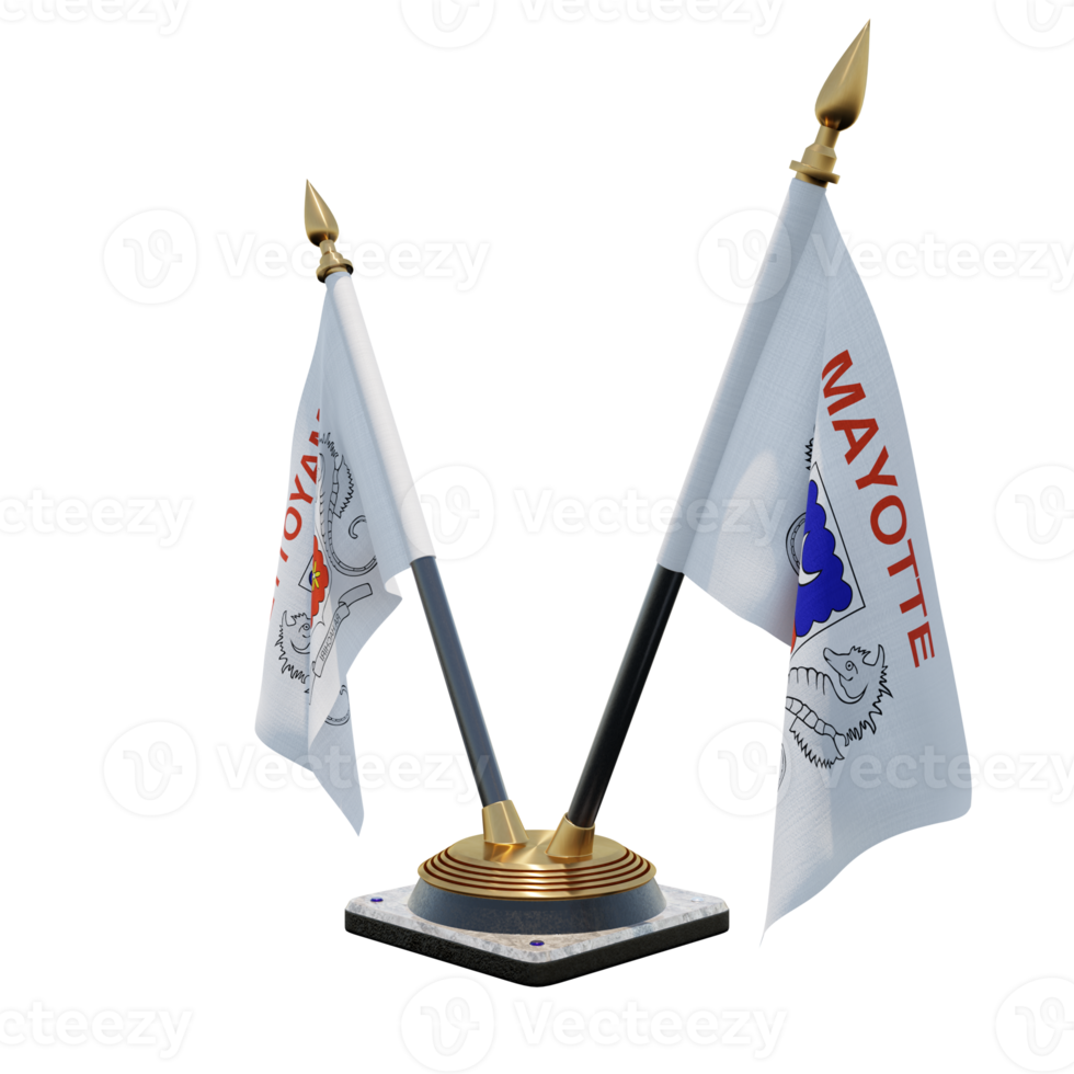 Mayotte 3d illustration Double V Desk Flag Stand png