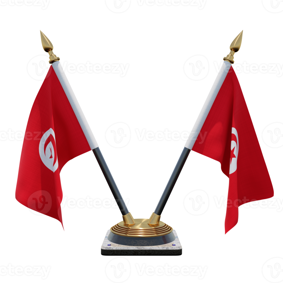 tunisie 3d illustration double v bureau porte-drapeau png