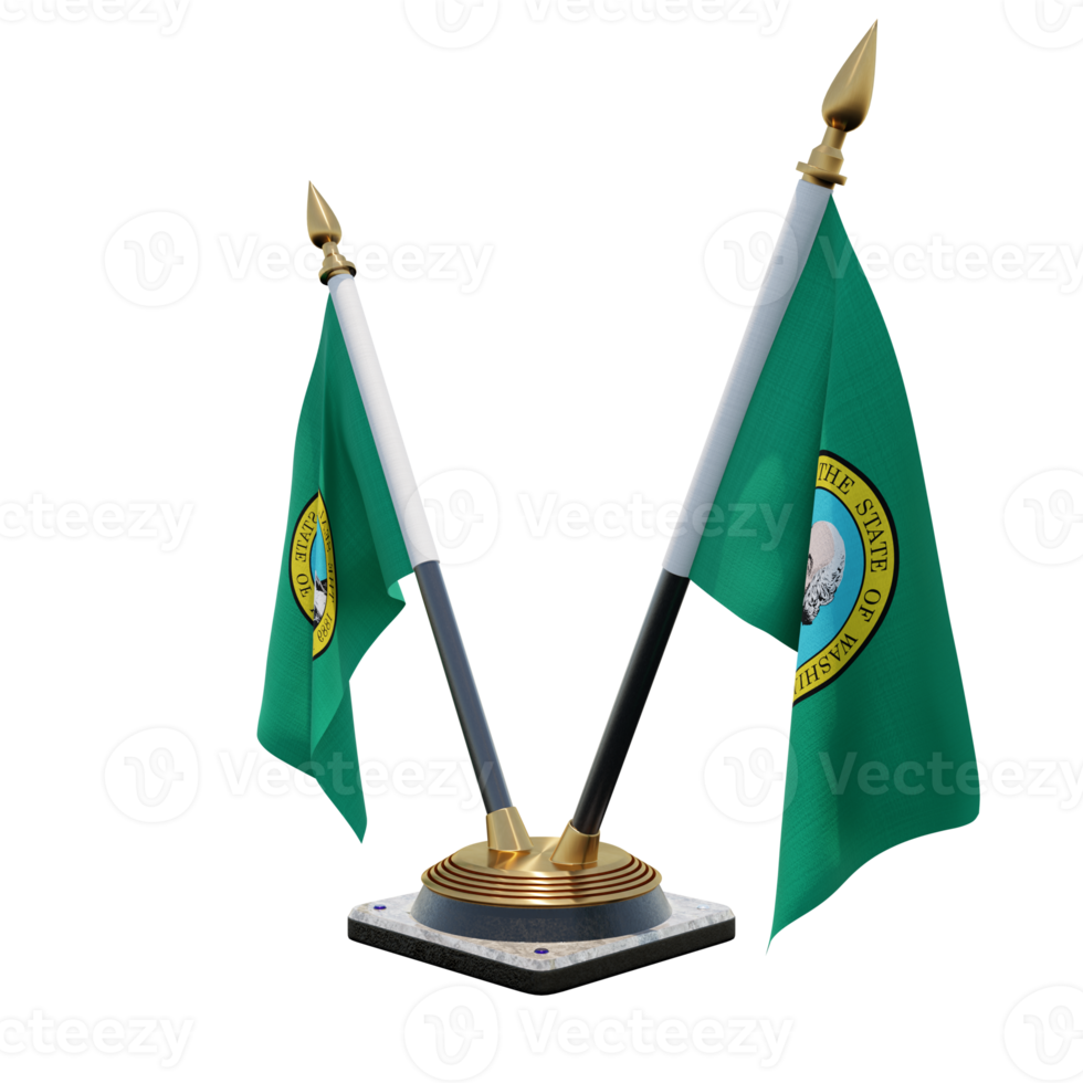 Washington 3d illustration Double V Desk Flag Stand png