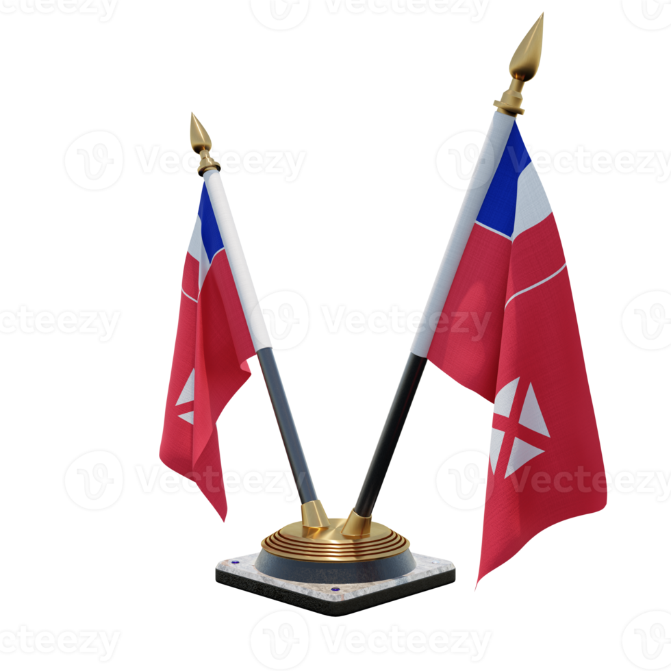 Wallis and Futuna 3d illustration Double V Desk Flag Stand png