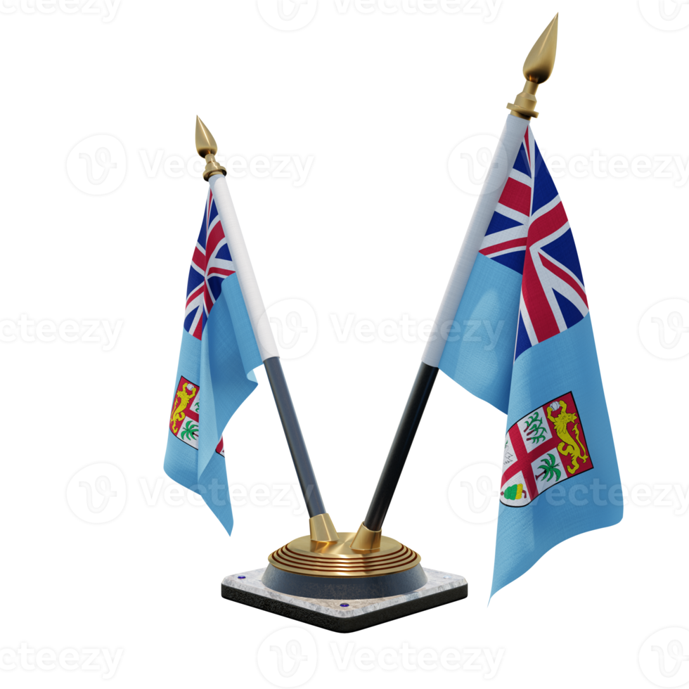 Fiji 3d illustration Double V Desk Flag Stand png