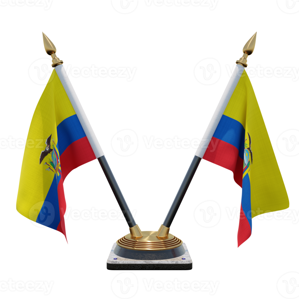 Ecuador 3d illustratie dubbele v bureau vlag staan png