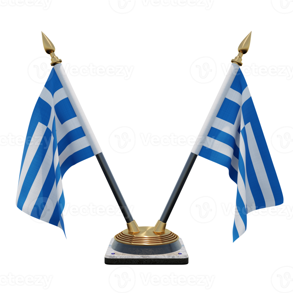 Greece 3d illustration Double V Desk Flag Stand png