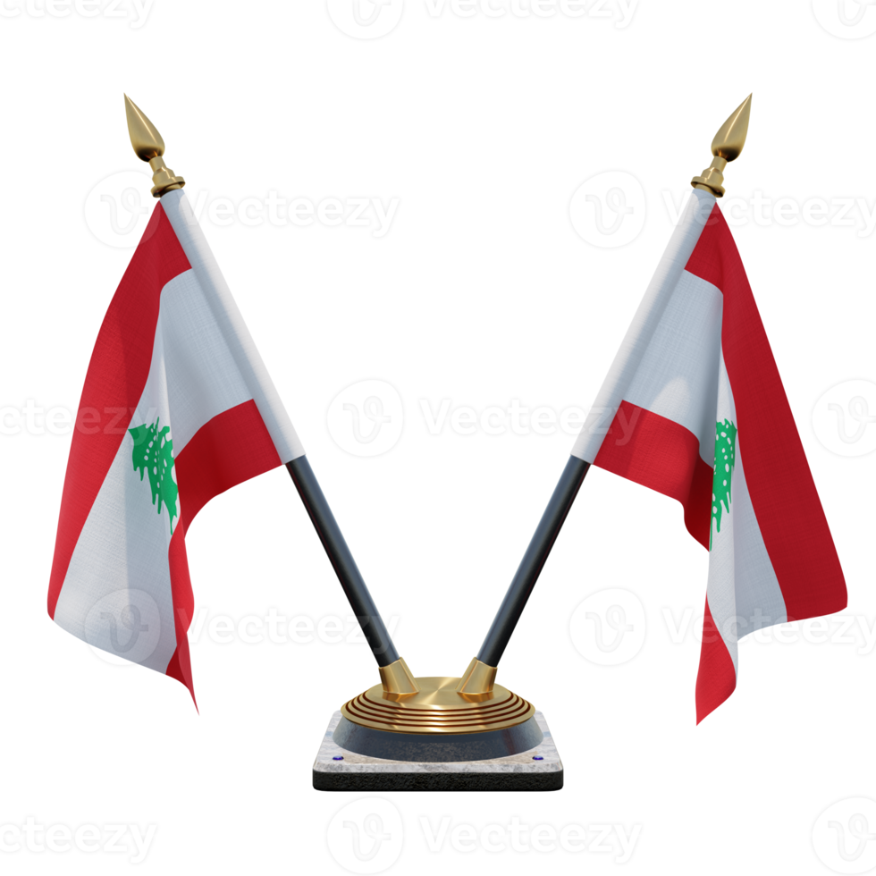 líbano 3d ilustración doble v soporte de bandera de escritorio png