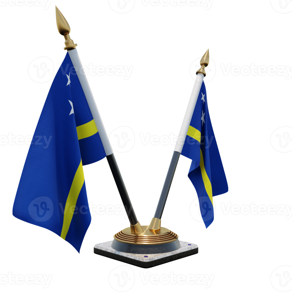 soporte de bandera de escritorio doble v de ilustración 3d de curacao png