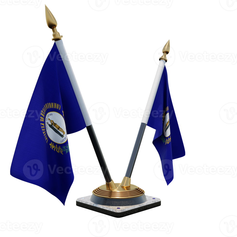 Kentucky 3d illustration Double V Desk Flag Stand png