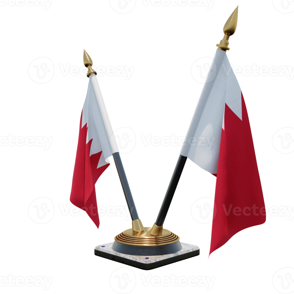 Bahrain 3d illustration Double V Desk Flag Stand png