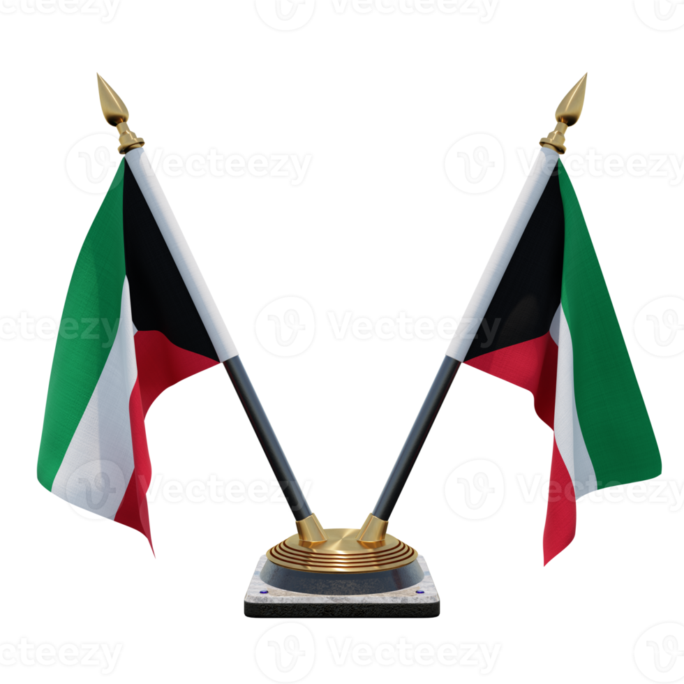 Kuwait 3d illustration Double V Desk Flag Stand png