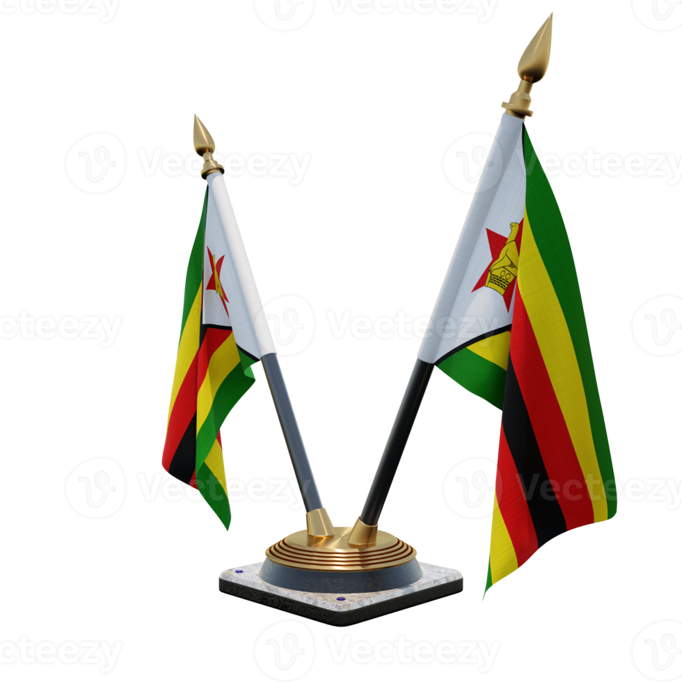 Zimbabwe 3d illustration Double V Desk Flag Stand png