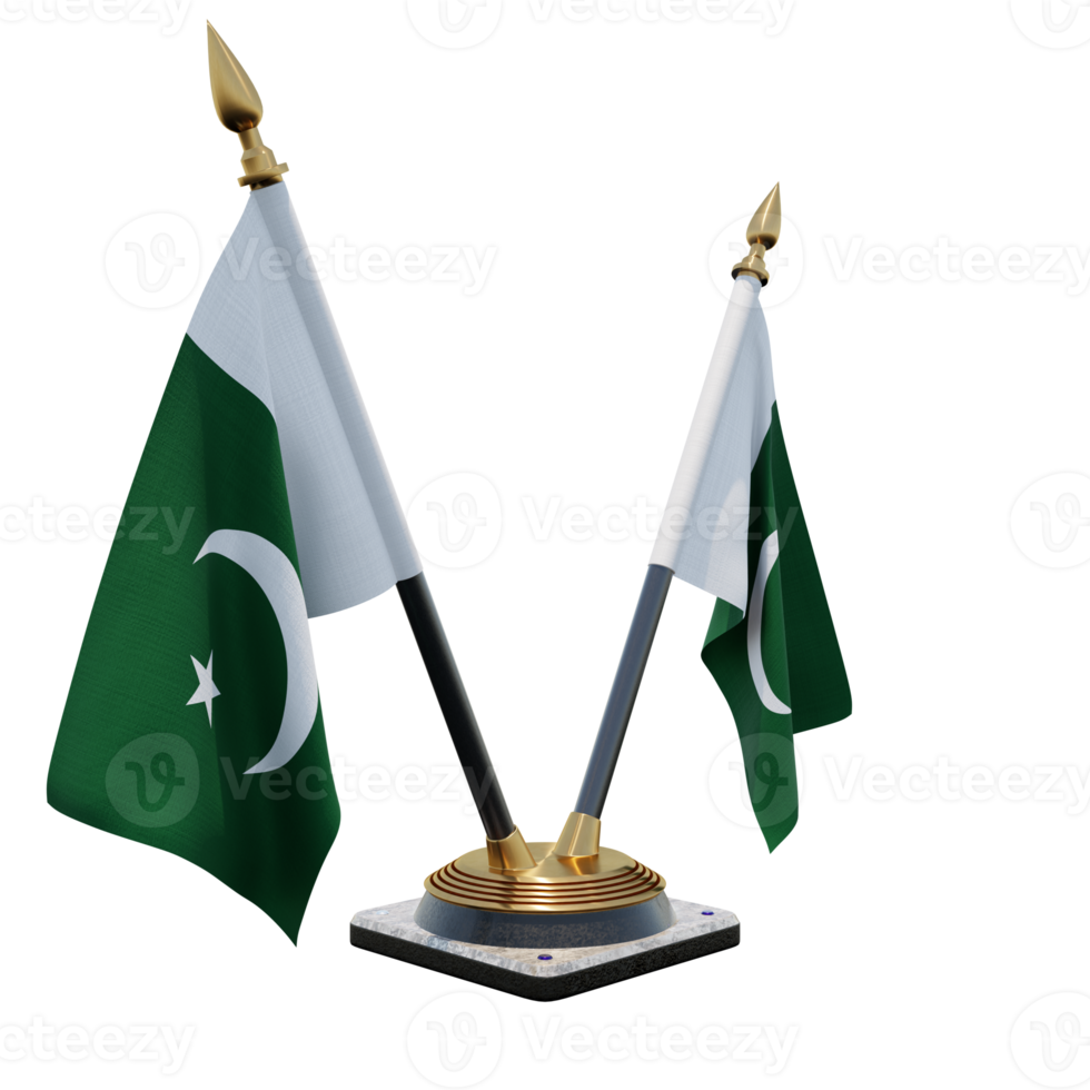 pakistán 3d ilustración doble v soporte de bandera de escritorio png