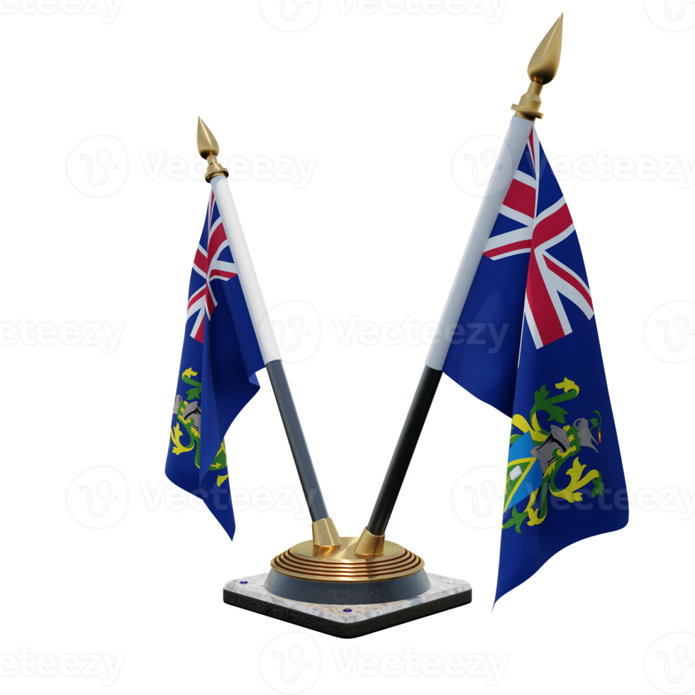 Pitcairn Islands 3d illustration Double V Desk Flag Stand png
