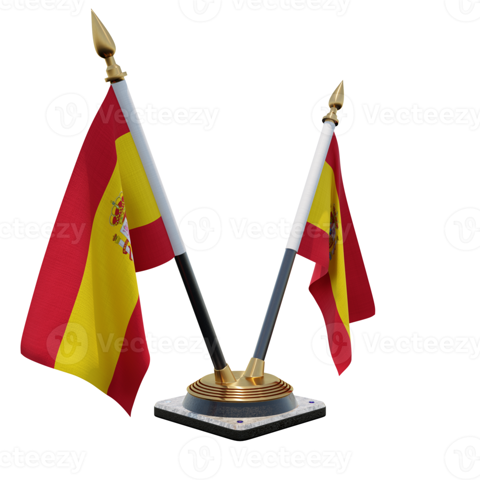 Spain 3d illustration Double V Desk Flag Stand png