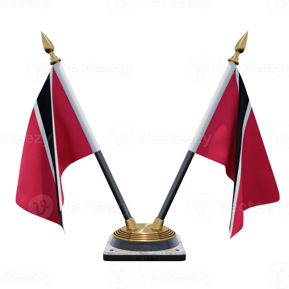 Trinidad and Tobago 3d illustration Double V Desk Flag Stand png