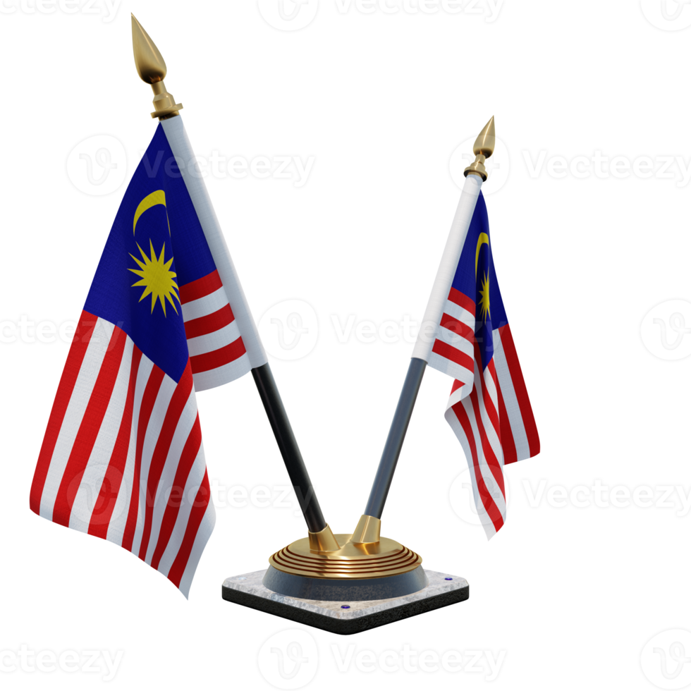 Malaysia 3d illustration Double V Desk Flag Stand png