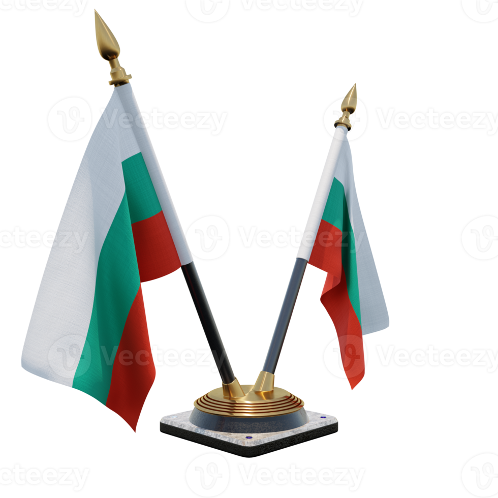 Bulgaria 3d illustration Double V Desk Flag Stand png