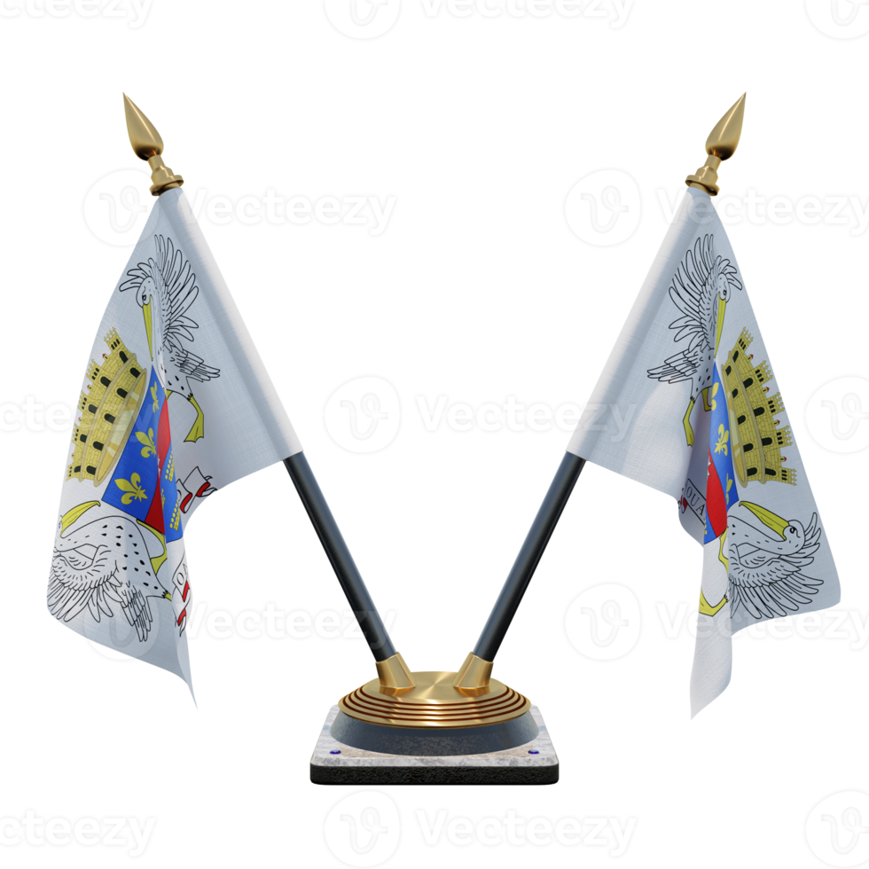 Saint Barthelemy 3d illustration Double V Desk Flag Stand png