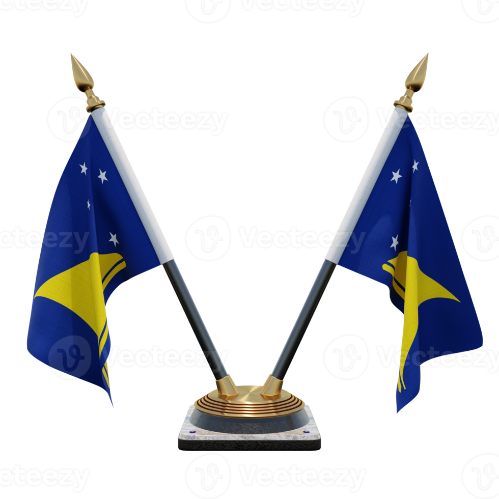 Tokelau 3d illustration Double V Desk Flag Stand png