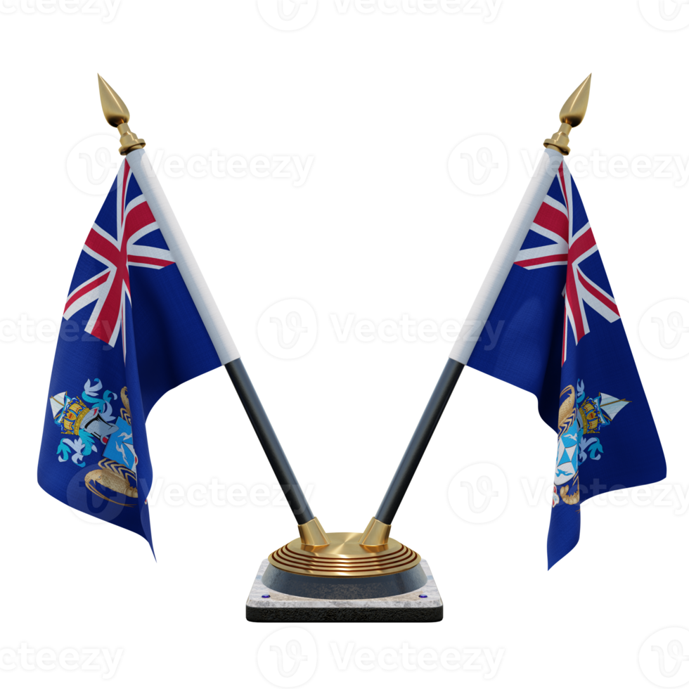 Tristan da Cunha 3d illustration Double V Desk Flag Stand png