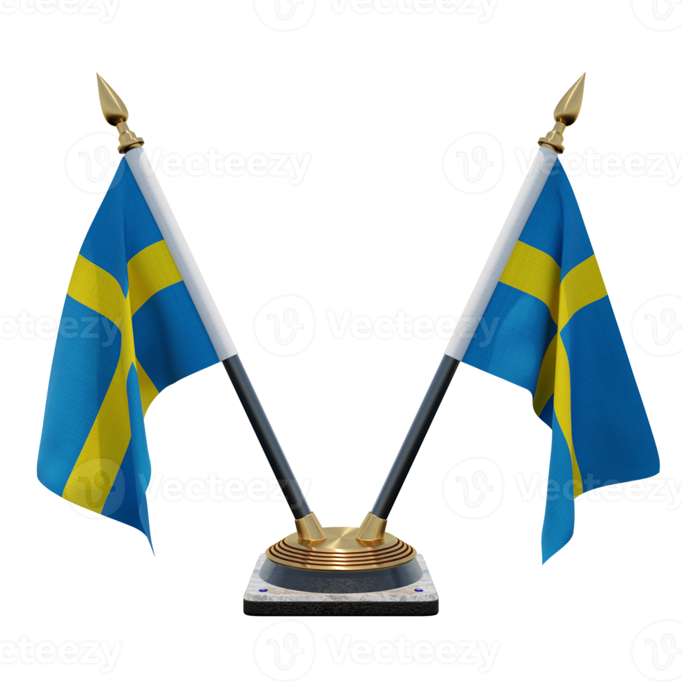 Sweden 3d illustration Double V Desk Flag Stand png