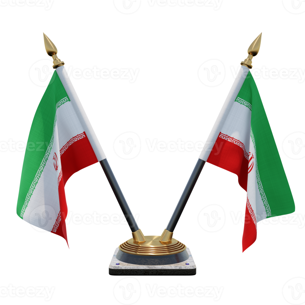 Iran 3d illustration Double V Desk Flag Stand png