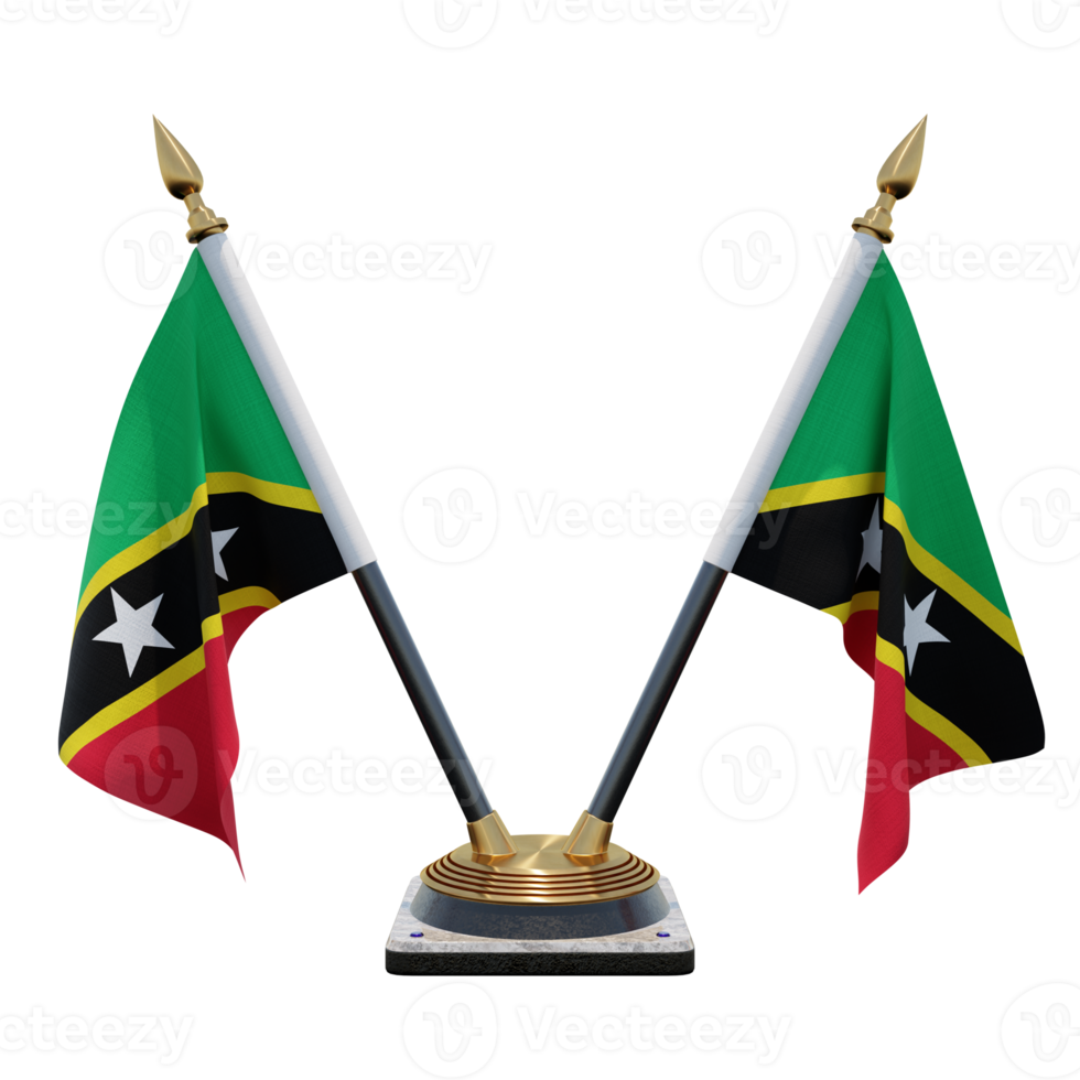 Saint Kitts and Nevis 3d illustration Double V Desk Flag Stand png