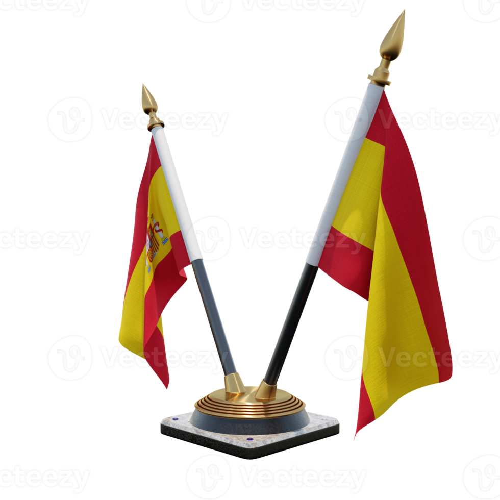 Spain 3d illustration Double V Desk Flag Stand png