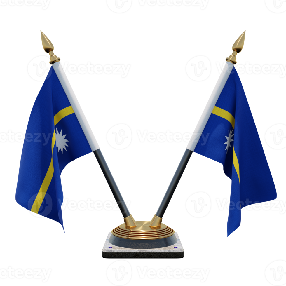 Nauru 3d illustration Double V Desk Flag Stand png