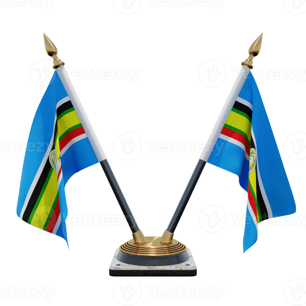 East African Community 3d illustration Double V Desk Flag Stand png