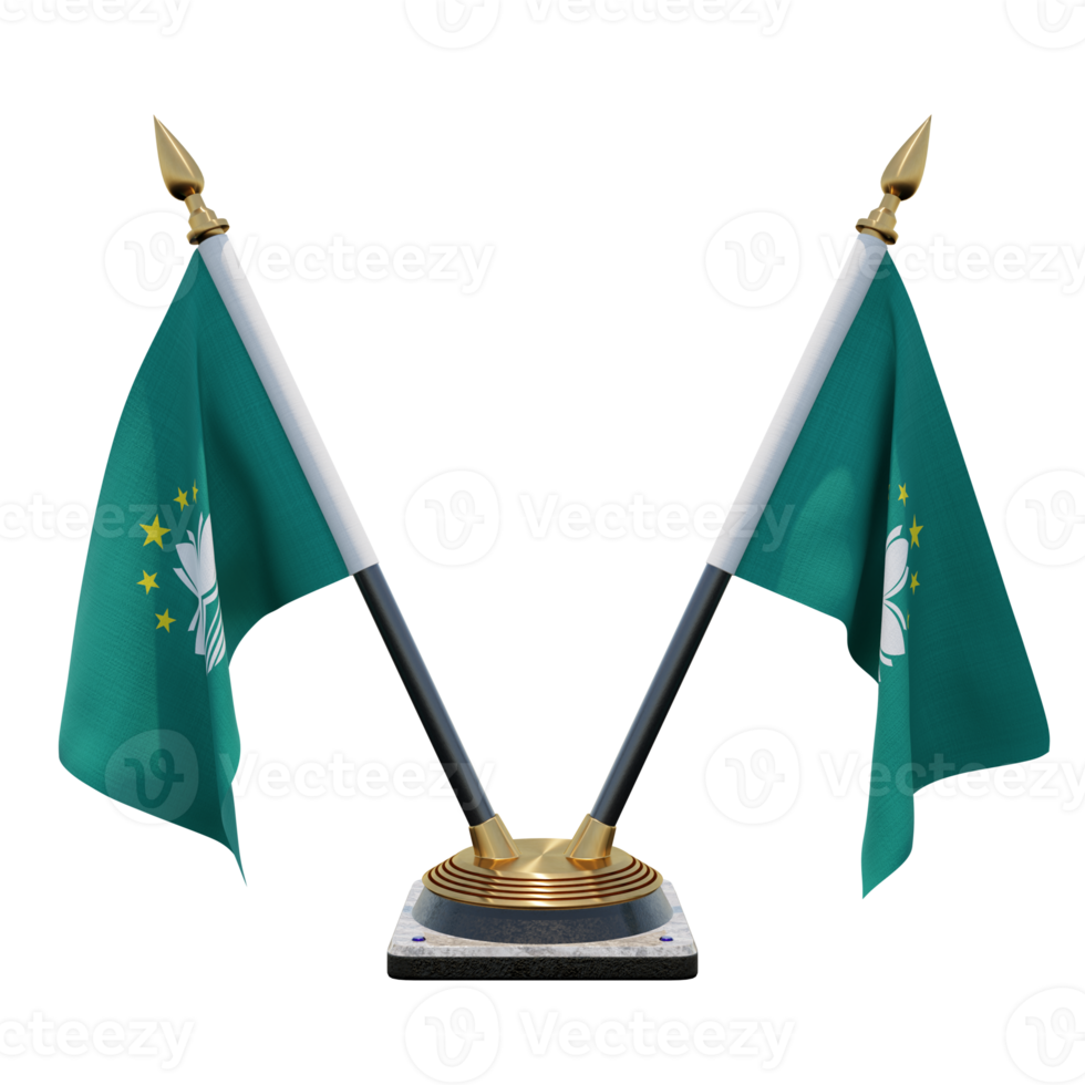 Macau 3d illustration Double V Desk Flag Stand png