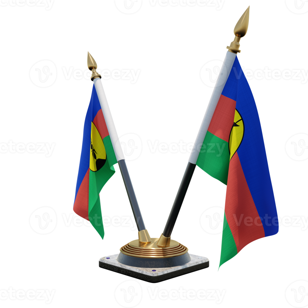 New Caledonia 3d illustration Double V Desk Flag Stand png