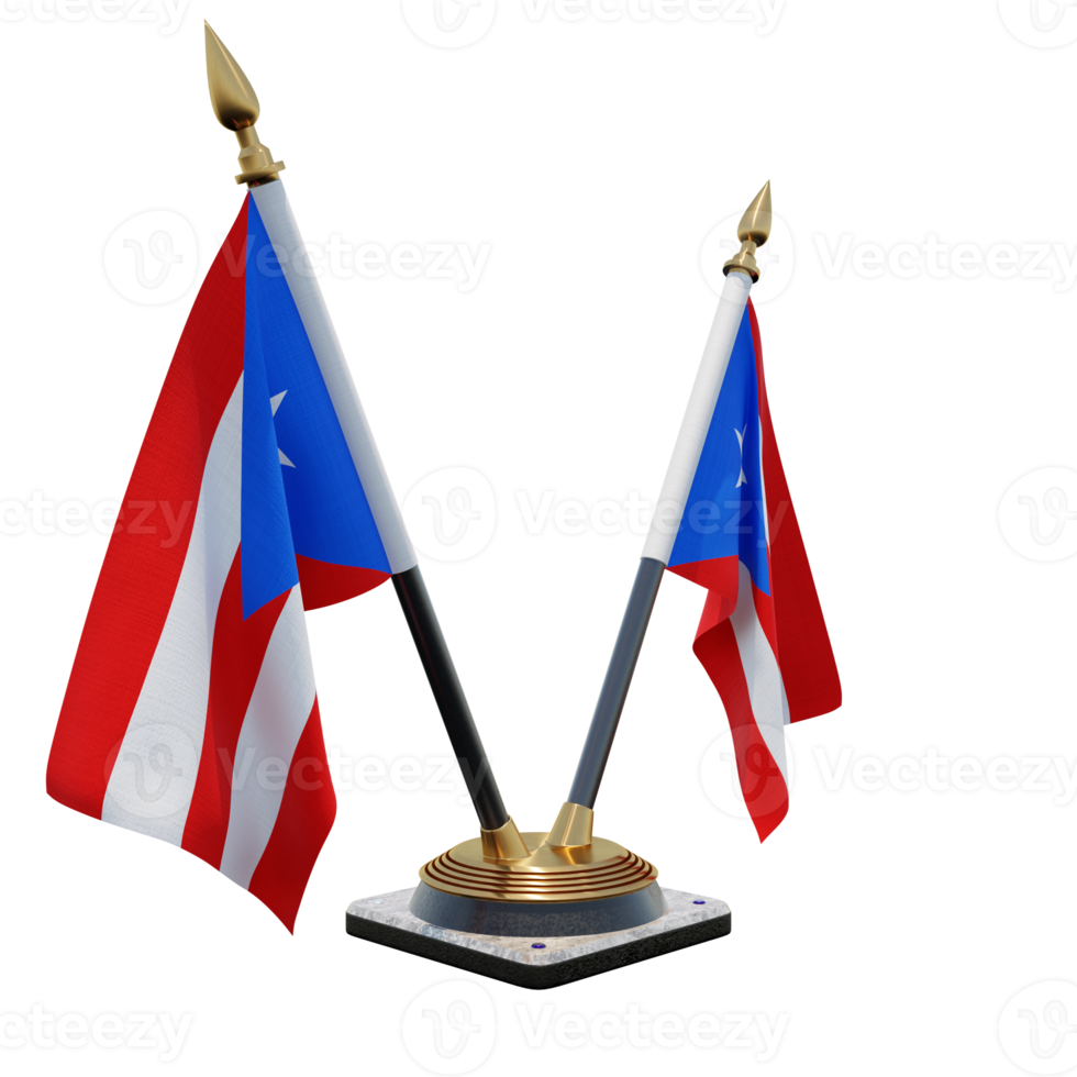 Puerto Rico 3d illustration Double V Desk Flag Stand png