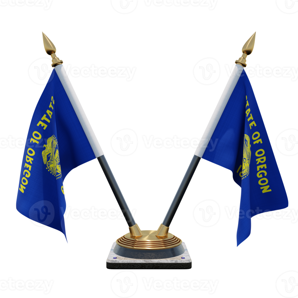 Oregon 3d illustration Double V Desk Flag Stand png
