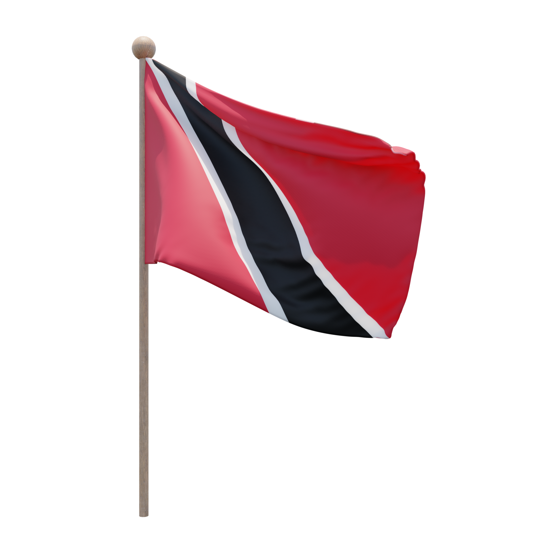 Free trinidad y tobago 3d ilustración bandera en el poste. asta de