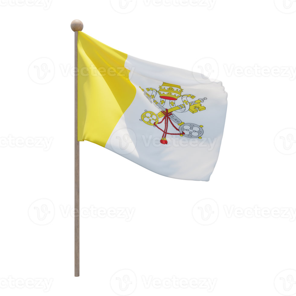 bandera de ilustración 3d de la ciudad del vaticano en el poste. asta