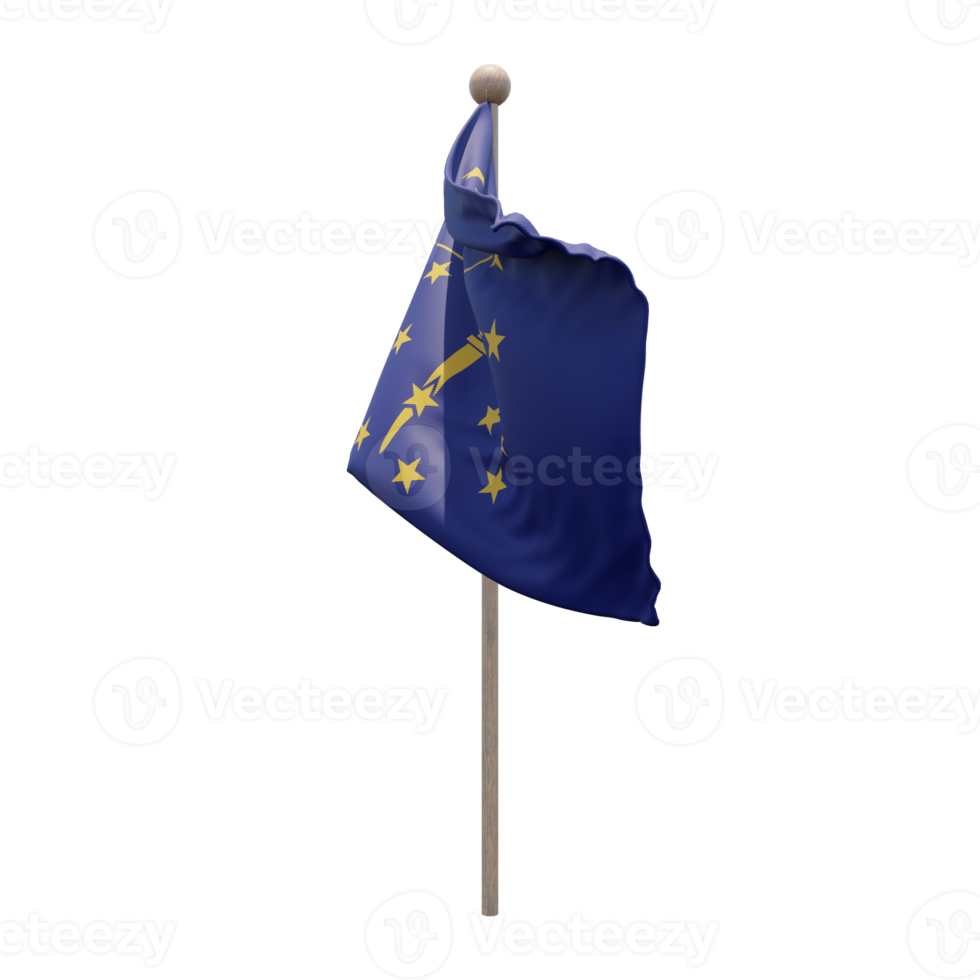 Indiana 3d illustratie vlag Aan pool. hout vlaggenmast png