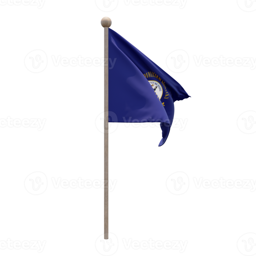 Kentucky 3d illustratie vlag Aan pool. hout vlaggenmast png